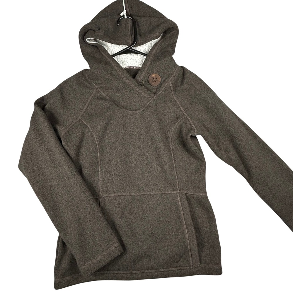 KOPPEN‎ Brown Fleece Lined Hooded Pullover Sweater Womens Hike